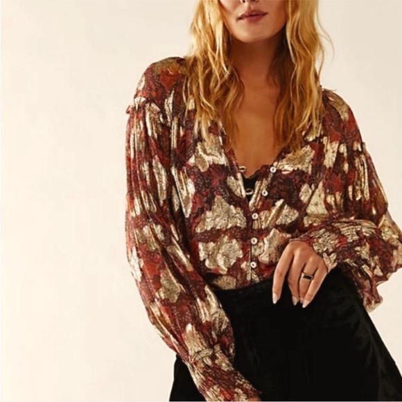 Free People Tops - NWOT Free People Scorpion Sheer Blouse Size XS